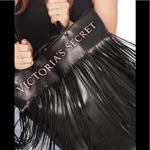 Victoria’s Secret black vegan fringe tote bag
